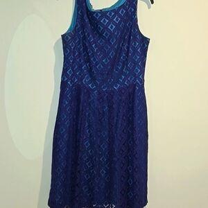 Musette blue purple floral lacey dress. Size 14.